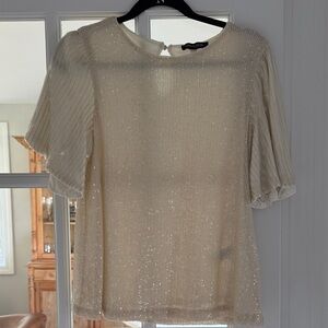 Ann Taylor Cream Sequin Blouse